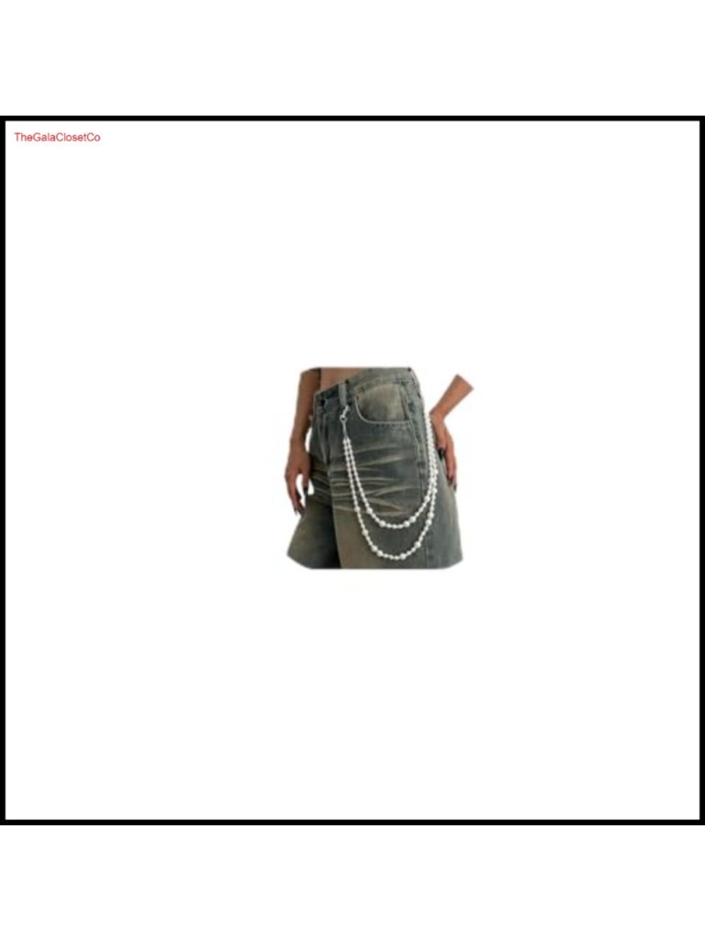 Pearl Pants Chain Layered Waist Belt for Jeans Goth Hip Hop Keychain